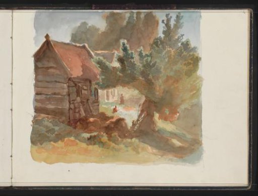 Tree in front of a hut