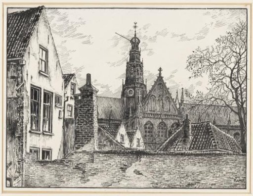 View of the St. Bavo's Church in Haarlem, Seen from the Schoolsteeg