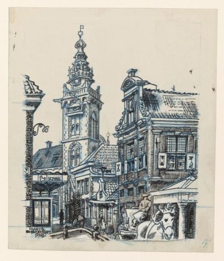 View of the Speeltoren and Weigh House near the Dam in Monnickendam