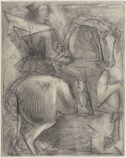 Man on a rearing horse