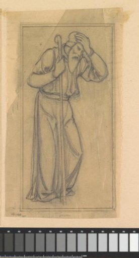 Design for a wall painting in the Beurs van Berlage: Old man with beard and staff, standing to the right