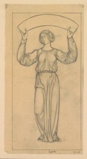 Design for a wall painting in the Beurs van Berlage: Standing woman with scroll