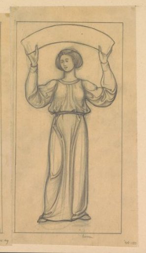 Design for a wall painting in the Beurs van Berlage: Standing woman with scroll