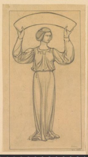 Design for a wall painting in the Beurs van Berlage: Standing woman with scroll