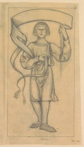 Design for a wall painting in the Beurs van Berlage: Standing man with scroll