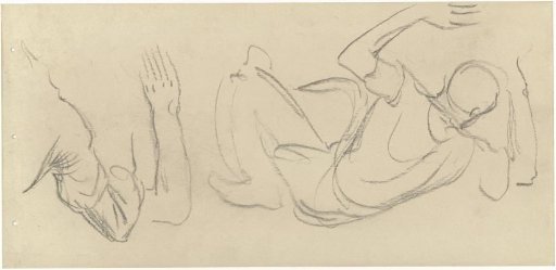 Two Studies of a Kneeling Figure with Raised Arms