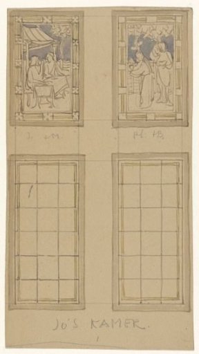 Design for Stained Glass with Jupiter and Mercury, on the Right Philemon and Baucis