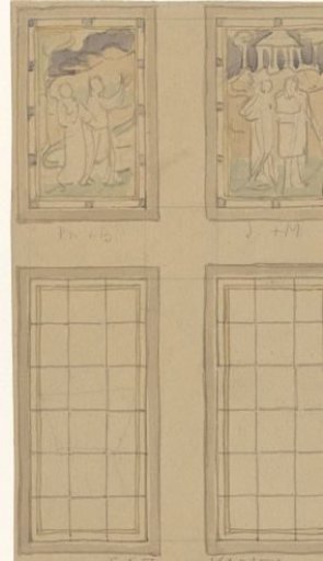 Design for Stained Glass with Philemon, Baucis, Jupiter and Mercury