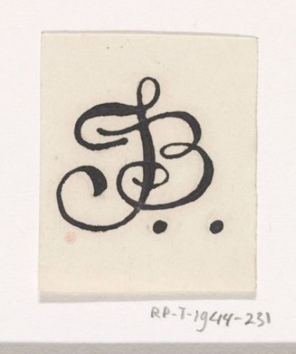 Design for a monogram with the letters J and B