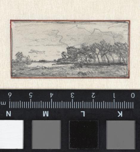 Sketch of a landscape with woodland
