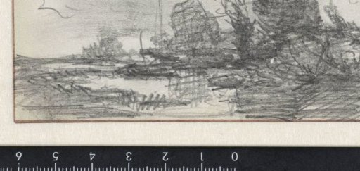 Sketch of a landscape with woodland