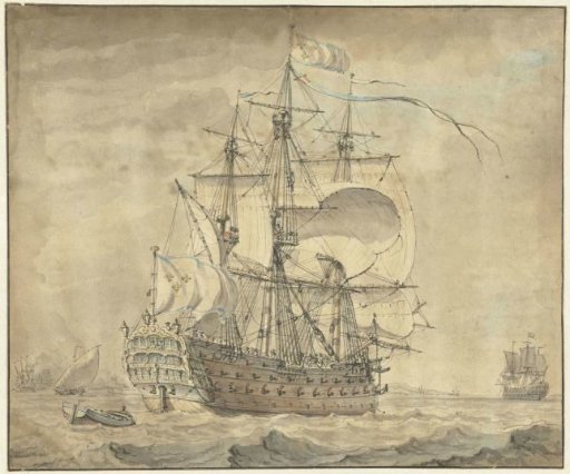 A French Three-Deck Warship Under Full Sail
