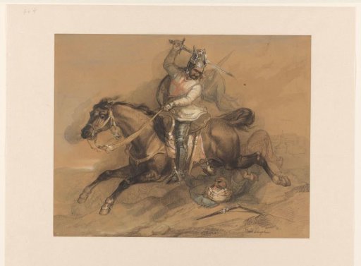 Crusader defeating a Turkish soldier