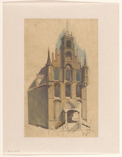 Design for a building in late Gothic style with stepped gable and pinnacles