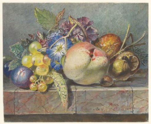 Still life with fruit and flowers