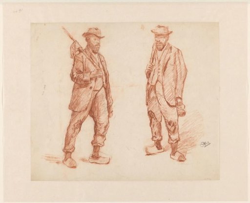Two studies of a walking man