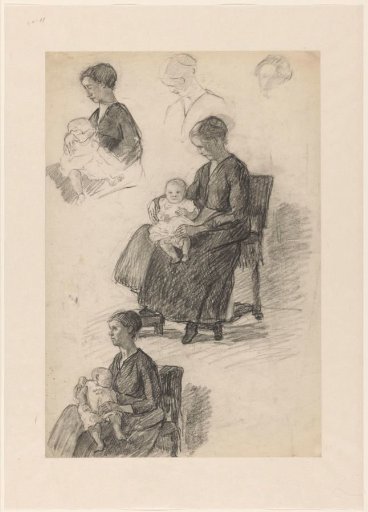 Studies of a young woman with an infant on her lap