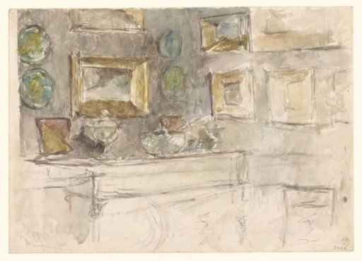 Corner of a Room with Paintings on the Wall