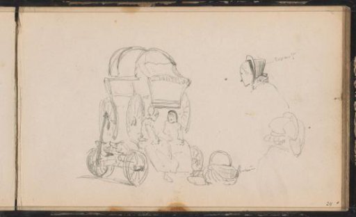 Women at a wagon on a cart