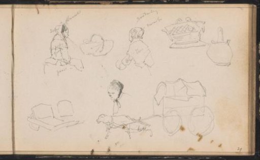 Figures, carts and baskets