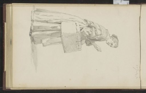 Woman with a chest or basket on her arm