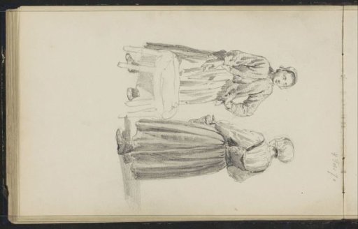 Two women at a stool or table