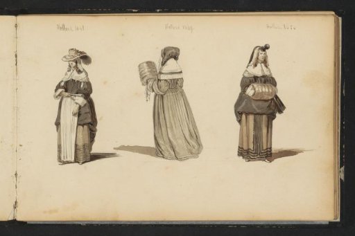 Three women in seventeenth-century dress