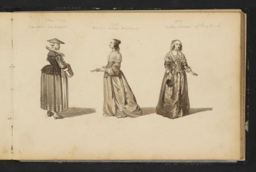 Three women in seventeenth-century dress