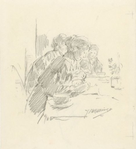 Study of three girls, seated at a table