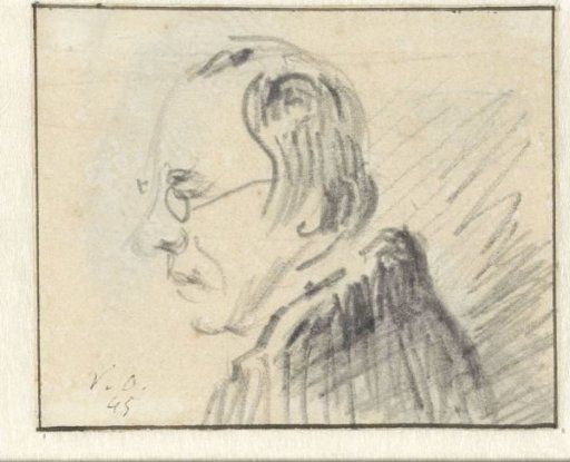 Profile of a man with spectacles, to the left