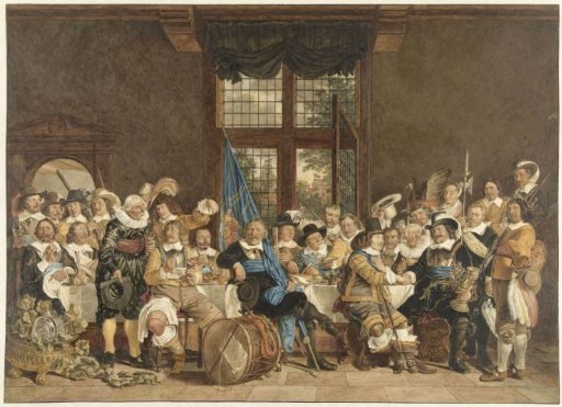 The Banquet of the Civic Guard in the Crossbow Doelen in Amsterdam to Celebrate the Signing of the Peace of Münster, 18 June 1648