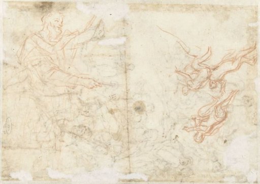 Man and three other small figures