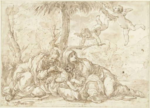 Holy Family Resting under a Palm Tree