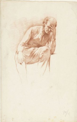 Seated old man, hand on face