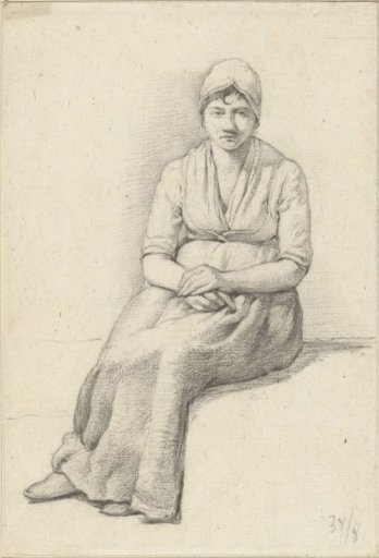 Seated young woman, from the front