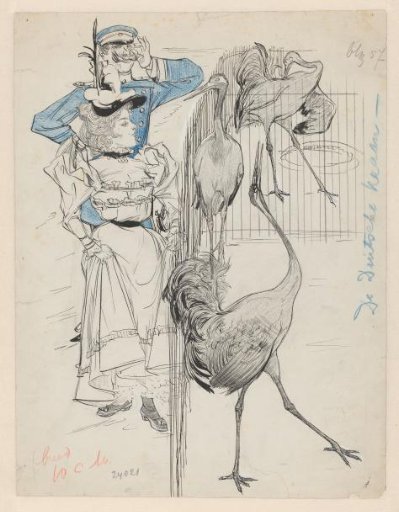 Three Cranes in an Enclosure in a Menagerie