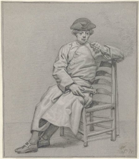 Seated gentleman smoking a pipe
