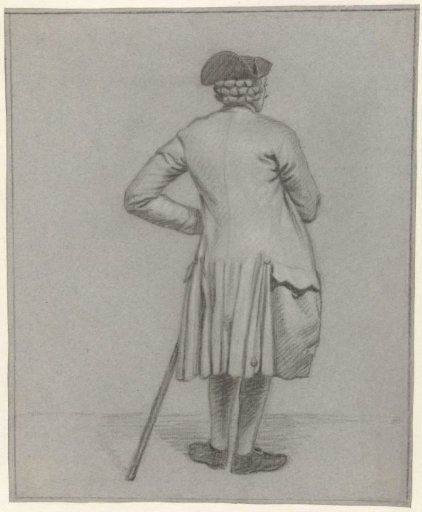 Standing man, seen from the back
