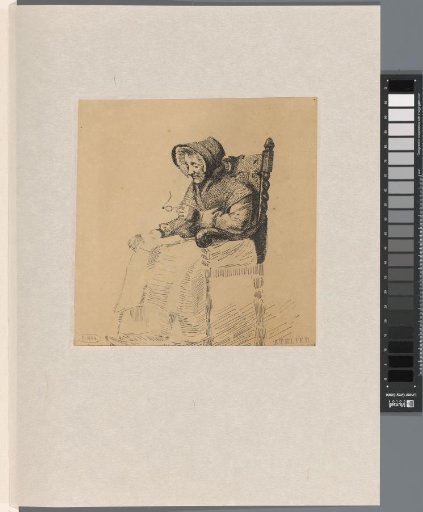 Old woman seated in an armchair
