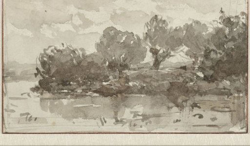Pollarded willows at the water's edge at Loosdrecht