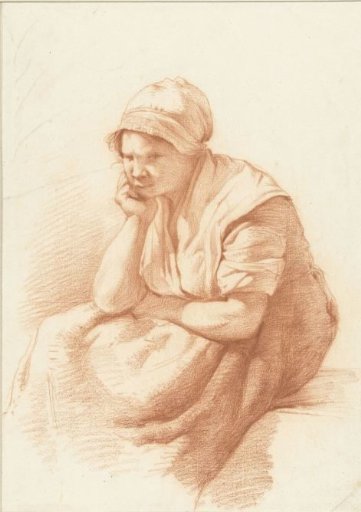 Study of a seated woman with arm under head