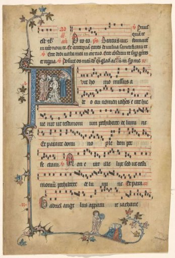 Fragment of an antiphonary: initial F with the baptism of Christ