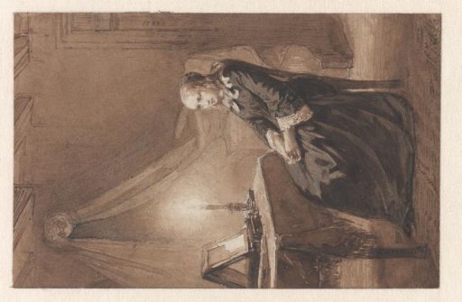 A Lady Pondering by Candlelight