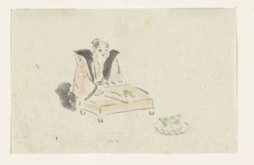 Seated figure at a small table