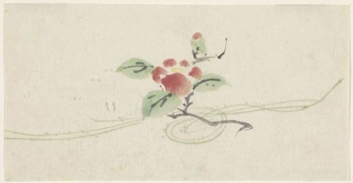 Branch with red camellia