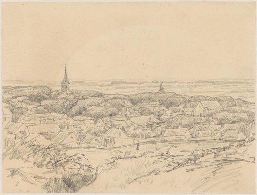 View of a village in the dunes
