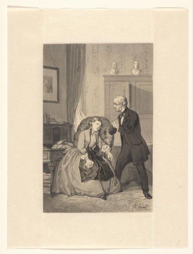 Mourning couple in an interior