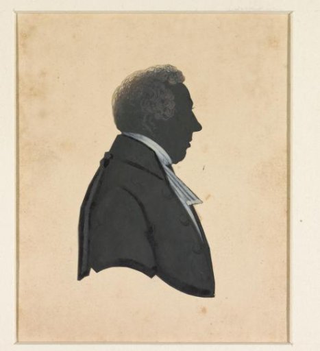Silhouette of a preacher, facing right