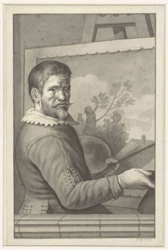 Portrait of an unknown painter at his easel