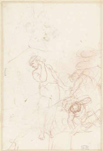 Sketch of fighting figures